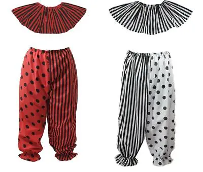 Unisex Circus Clown Pants Bloomers & Collar Fancy Dress • £14.95