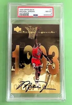 1998 Upper Deck Michael Jordan Gatorade Postcard Nba Facsimile #9  Nm-mt Psa 8 • $36