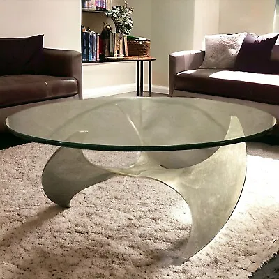 Aluminum Propeller Glass Coffee Table Knut Hesterberg Mid Century Modern MCM • $875