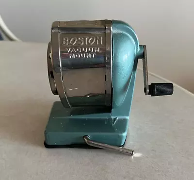 Vintage Boston Vacuum Mount Pencil Sharpener  8 Hole Manual Crank • $15