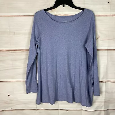 J. Jill Top Womens Small Purple Pure Jill A-Line Tee Long Sleeve Boat Neck Solid • $15.39