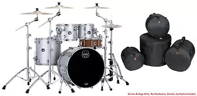 Mapex Saturn Evolution Rock Birch Iridium Silver Lacquer Drums +Bags 22_10_12_16 • $2579