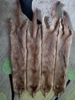 Count Of Four Genuine Mink Skin Fur Sleeve Beige For Crafts • $70