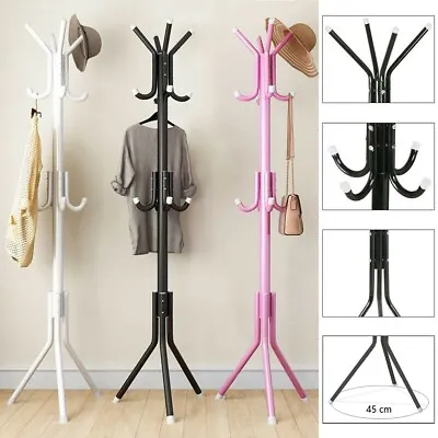Coat Stand 14 Hooks Coat Hat Jacket Umbrella Floor Standing Rack Clothes Hanger • £10.99