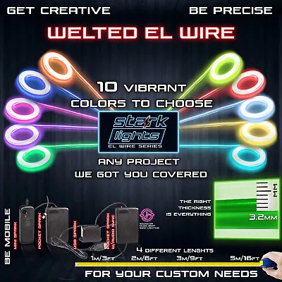 Welted Neon LED Light Glow EL Wire + Control String Strip Rope Tube 3.2mm Thick • $9.95