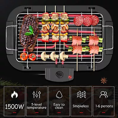 Indoor Smokeless BBQ Portable Grill Barbecue Non Stick Electric Table Top Grill • £29.08