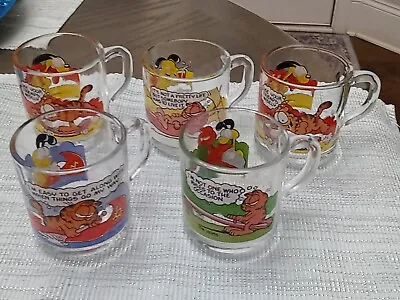 Garfield Set Of 5 Vintage 1970's McDonalds Coffee Glass Mugs Drinkware • $22