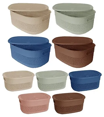 £10.99 • Buy SMALL / LARGE Shelf Storage Basket With Lid & Handle Home Office Toiletries Toys