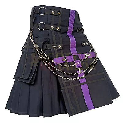 Handmade Black Tactical Duty Utility Kilt Hybrid Kilt Fashion Kilt For Men • $136.77