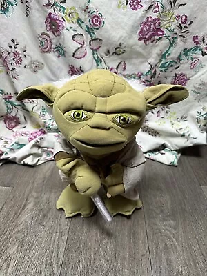 Yoda Star Wars Talking Lightsaber Battle Figure Deluxe Interactive 16  Plush Toy • $48.21