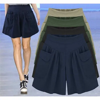 Plus Size Womens Skort Baggy Wide Leg Skirts Ladies Casual Shorts Pants UK 6-20 • £5.99