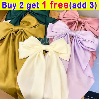 Oversize Womens Bow Hair Clip Bowknot Ribbon Hairpin Two-layers Bows Barrettes/ • £2.99
