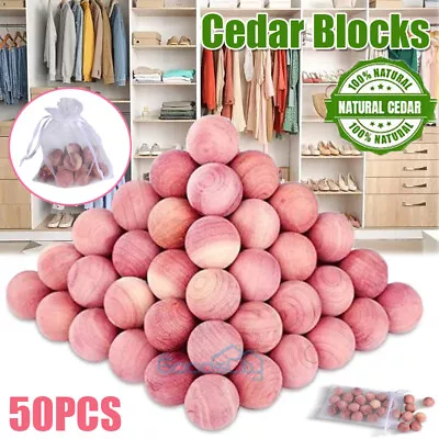 50 Aromatic Cedar Wood Balls 100% Natural Repels Insect Mildew For Closet Drawer • $14.83