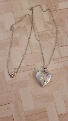 18  Sterling Silver MOM Heart Locket Marked Ster PPC Necklace Jewelry N4 • $22.28