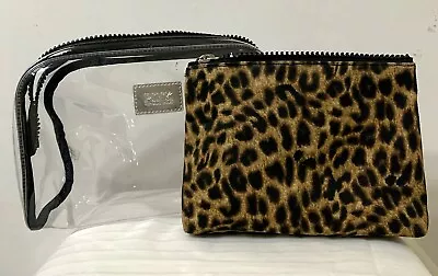 Victorias Secret Pink Trio Cosmetic Bags Makeup Leopard Set • $15.99