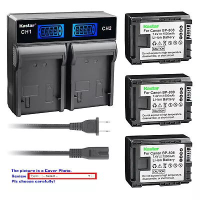 Kastar Battery LCD Rapid Charger For Canon BP-808 & Canon VIXIA HF M41 Camcorder • $42.99