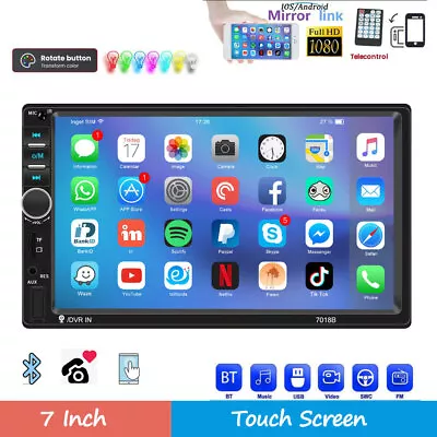 7  2 Din Car Stereo Radio Car MP5 Player Touch Screen Mirror Link Bluetooth FM • £22.95