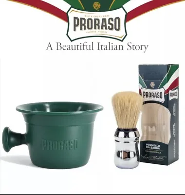 Proraso Men Shaving Set Brush Proraso Shaving Mug Bowl Shave Kit Italy Gift Man • $29.95