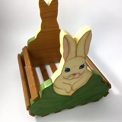 Vintage Wooden Fruit Bread Basket Painted Bunnies • $22.10