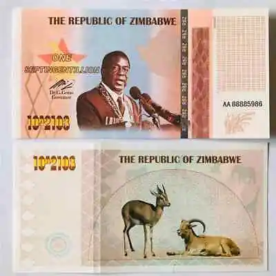 Zimbabwe Paper Money One Septingentillion Banknote Bank Note Bills Non-currency  • £5.24