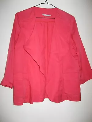 W Lane Pink 3/4 Sleeve Open Front Jacket With Pockets Size 8 • $10