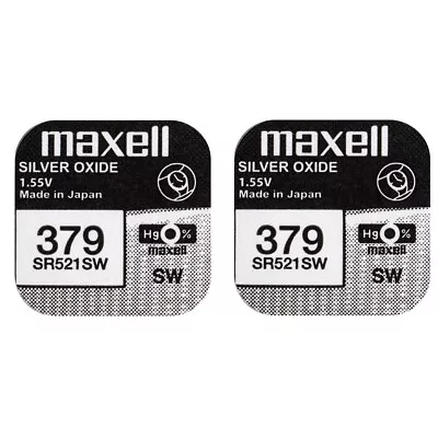 2 X Maxell 379 Silver Oxide SR521SW Watch Batteries 1.5V -  SR63 V379 SR521W 521 • £2.89