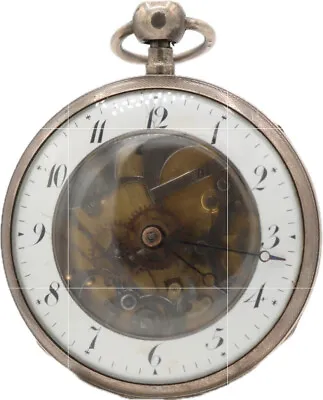 Antique Skeleton Dial Pump Repeater Key Wind Fusee Pocket Watch Sterling Swiss • $1200