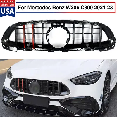 Front Racing Grille W/ Red Bar For Mercedes Benz W206 C300 2021-23 Rocket Style • $142.49