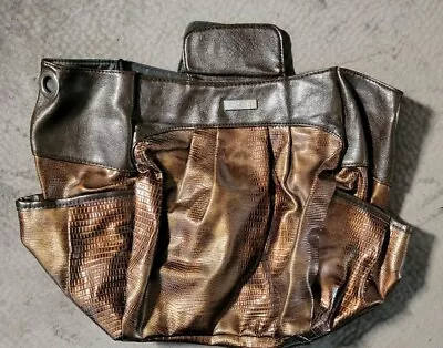 Miche TARA DEMI Dark Brown Faux Leather Snakeskin Print Side Pockets Shell EUC • $8