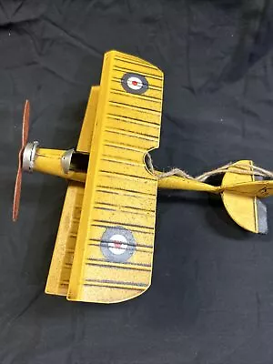 VTG Metal Airplane 13” Historic WWI Yellow British Military Bi Plane K3215 • $17