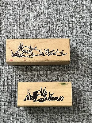 $7.99 • Buy Rocks Grass Judith Wood Rubber Stamp Lot Of 2