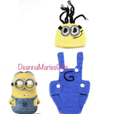 Crochet Newborn Minion Outfit Newborn Photography Crochet Outfit Baby Minion  • $36.50