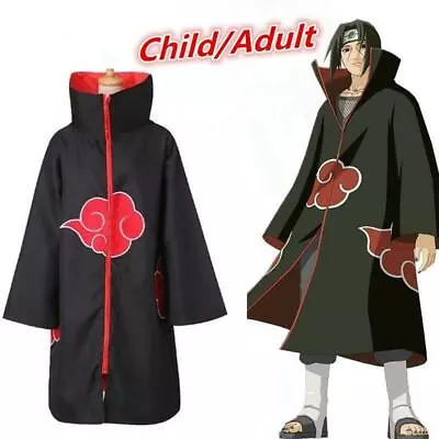 Naruto Akatsuki Cloak (XL) Pain Itachi Jacket Cosplay Anime Costume Ninja A18 • $29.99