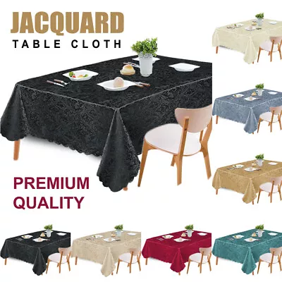 Jacquard Damask Table Cloth Wipe Clean Tablecloth Rectangle & Round Table Cover • £5.95