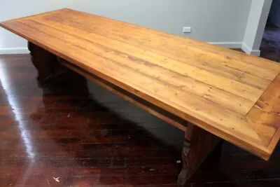 $1795 • Buy Antique Refectory Work Table Industrial Circa 1900 Baltic Pine 308 Cms Long