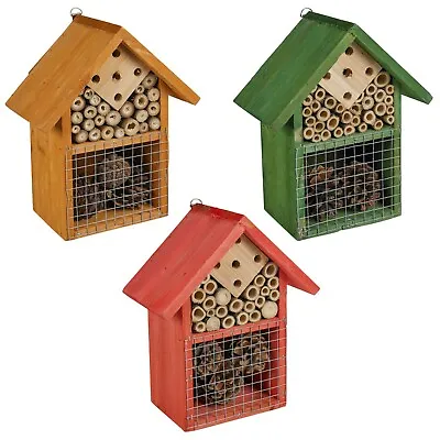 Wooden Insect Bug Hotel House Outdoor Garden Natural Shelter Bees Flies Ladybird • £7.99