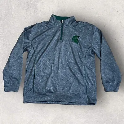 Michigan State Spartans Sweater Mens XL Gray Green 1/4 Zip University Active  • $24.61