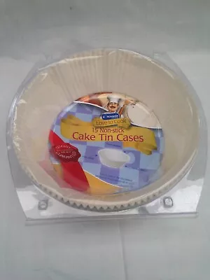 15 Pack CAKE LINERS Non Stick Grease Proof Round Paper Tin Liner 23cm Dipth 6cm • £7.79
