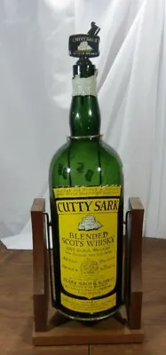 Vintage Cutty Sark Swing Cradle With Wood Base And Green Scotch Gallon Bottle • $120