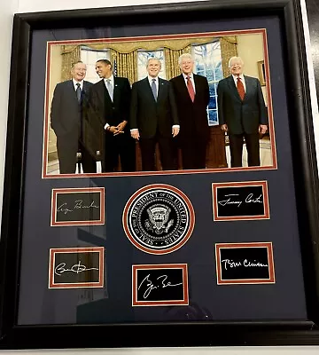 5 US Presidents  / Signed Cuts HW Bush Obama Clinton Carter Bush W/Seal • $500