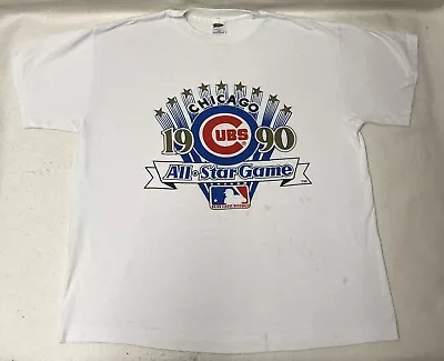 Vtg 1990 Chicago Cubs MLB All Star Game Single Stitch Shirt Screen Stars Wrigley • $24.45