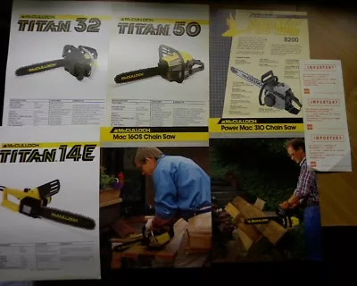 6 X Vintage McCulloch Chain Saw Sales Brochures Bulk Lot Pro Mac 8200 Titan 57 • $19.95