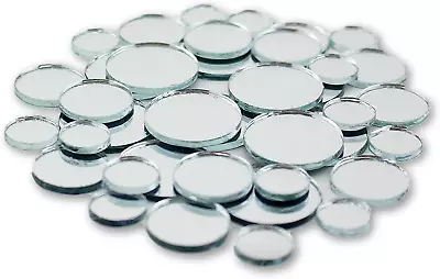 Small Round Craft Mirrors Assortment 1/2 3/4 & 1 Inch 25 Pieces Mirror Mosaic T • $10.04