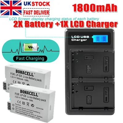 LP-E8 Battery&LCD Dual Charger For Canon EOS 700D 550D 650D 600D DSLR Camera UK • £17.99