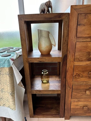 £70 • Buy Mango Wood Tall Slim Display Unit, Bookcase, Cube Unit