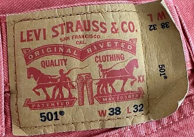 Levis 501 Jeans Mens 38” Salmon Pink Denim Original Fit Straight Leg Button Fly • $34.95