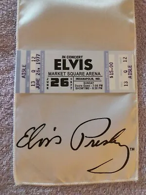 Elvis Presley Last Concert Ticket June 26th 1977& Signature White Scarf Lot 2 • $45