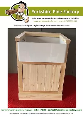 £310 • Buy FREE STANDING Solid Pine Single COTTAGE Door Belfast Sink Cabinet - SINK, WT, PL