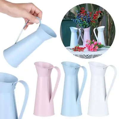 Vintage Wedding Jug Tin Pitcher Flower Vase Metal Vase Dried Flower Vase • £6.33