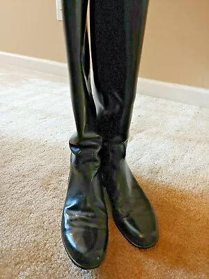 Vintage ELAN 8? Black Leather Riding Boots Slim Calf Check Meas. Tread Sole • $29.95